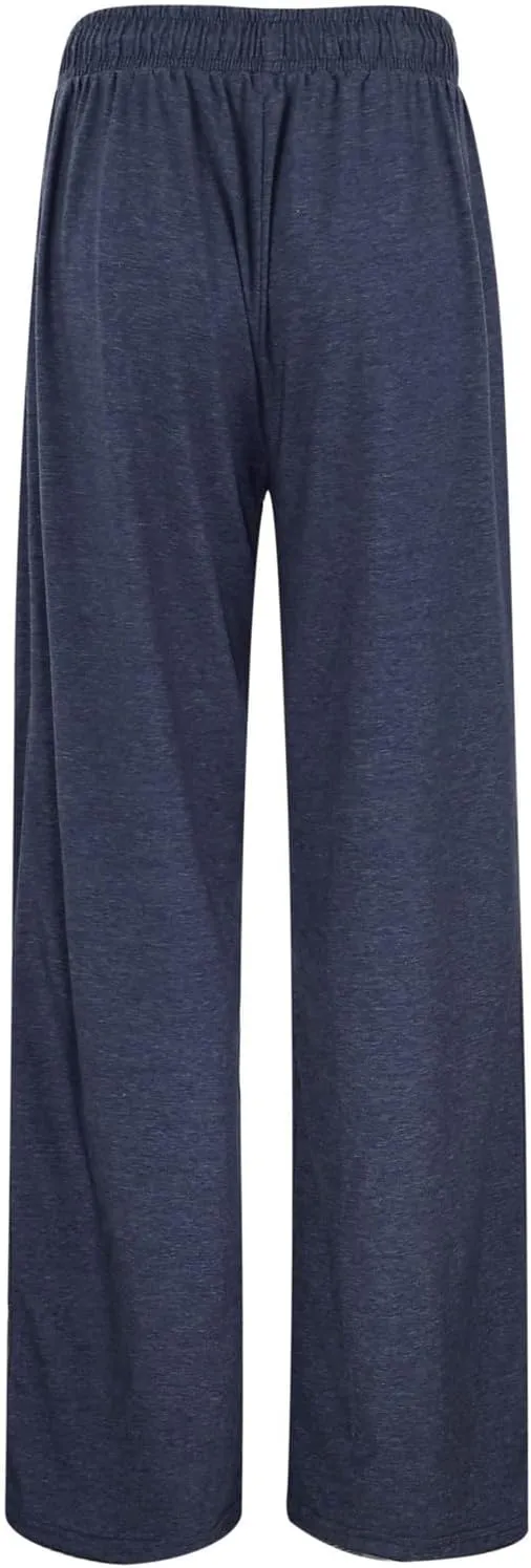 2025 Summer Womens Wide Leg Sweatpants Drawstring Elastic Waist Loose Fit Sports Trousers Casual Yoga Pants with Pockets