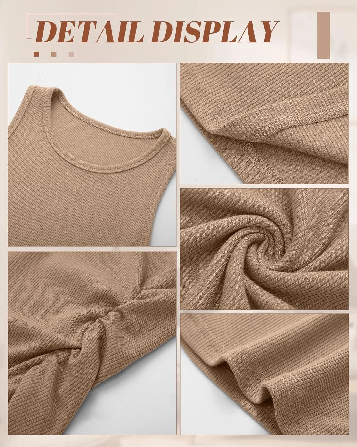 3 Pack Women's Sleeveless Tank Tops, Ribbed Knit Slim Fit Crew Neck Tops Side Ruched Summer Racerback Workout Shirts