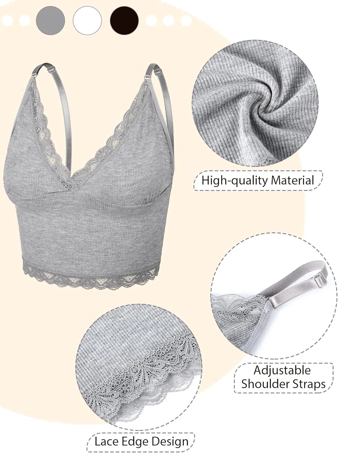 4 Pcs Women's Sleeveless Cami Crop Top Camisole Lace Trim V Neck Spaghetti Strap Tank Tops for Women Girl Ribbed Rave Clothes