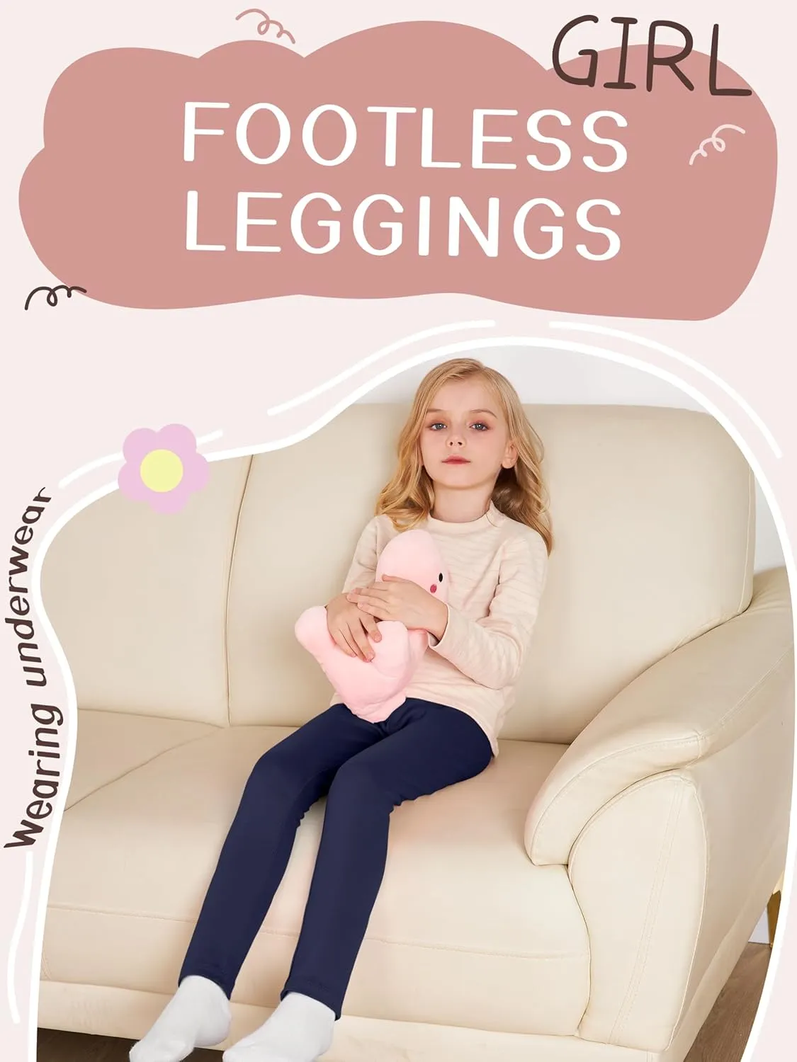 6 Pack Girls Leggings Cotton Leggings for Girls Tights Pants for Kids Full Length Toddler Warm Stretchy Multipack