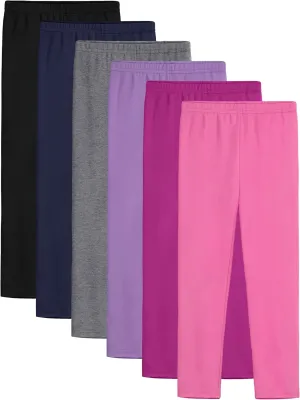 6 Pack Girls Leggings Cotton Leggings for Girls Tights Pants for Kids Full Length Toddler Warm Stretchy Multipack