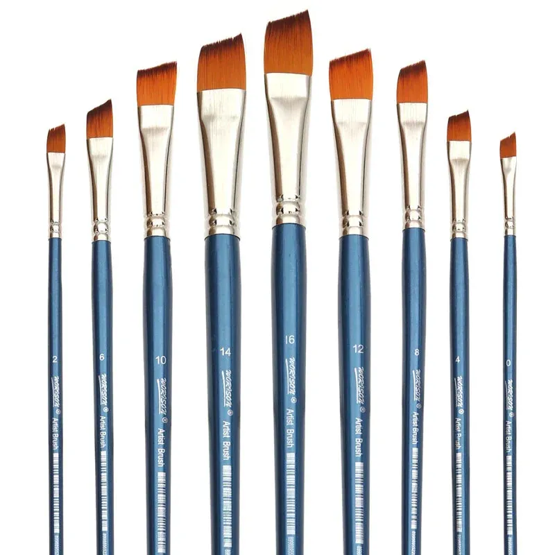 9 Piece Professional Artist Brush Set For Acrylic Oil Watercolour Gouache Painting