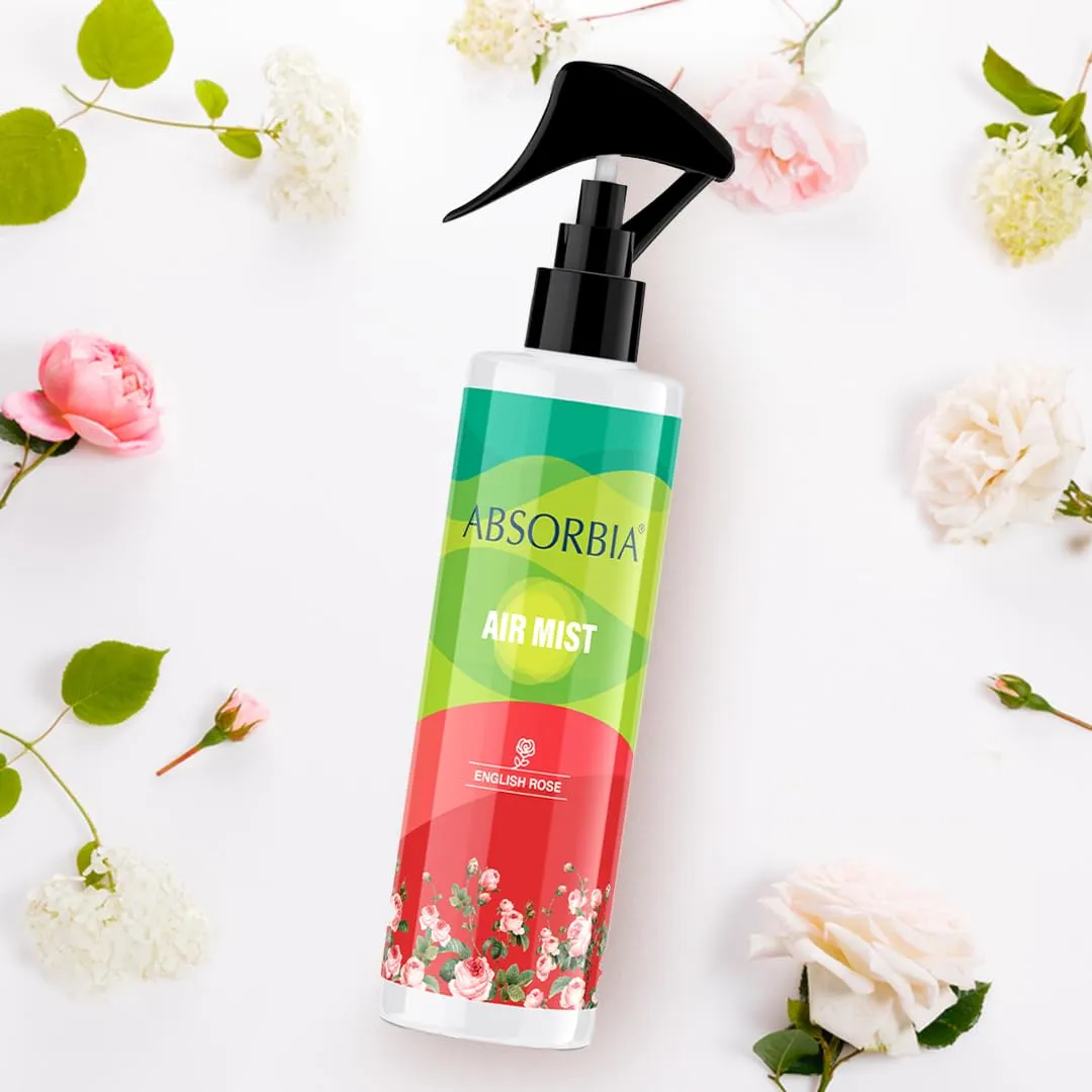 ABSORBIA Room Freshener spray, Instantly Freshens the air with lavender and English rose Fragrance | Pack of 2 | Essential Oil Aroma Works like therapy - 200ML, 1000  sprays(Approx)……