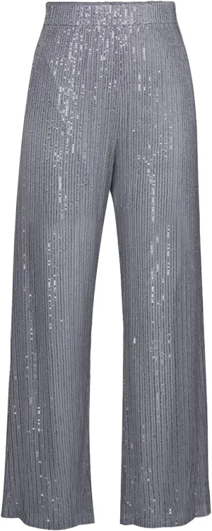 Aelidiya Women's Glitter Sequin Long Loose Pants Bling Party Clubwear Elastic Casual Pants