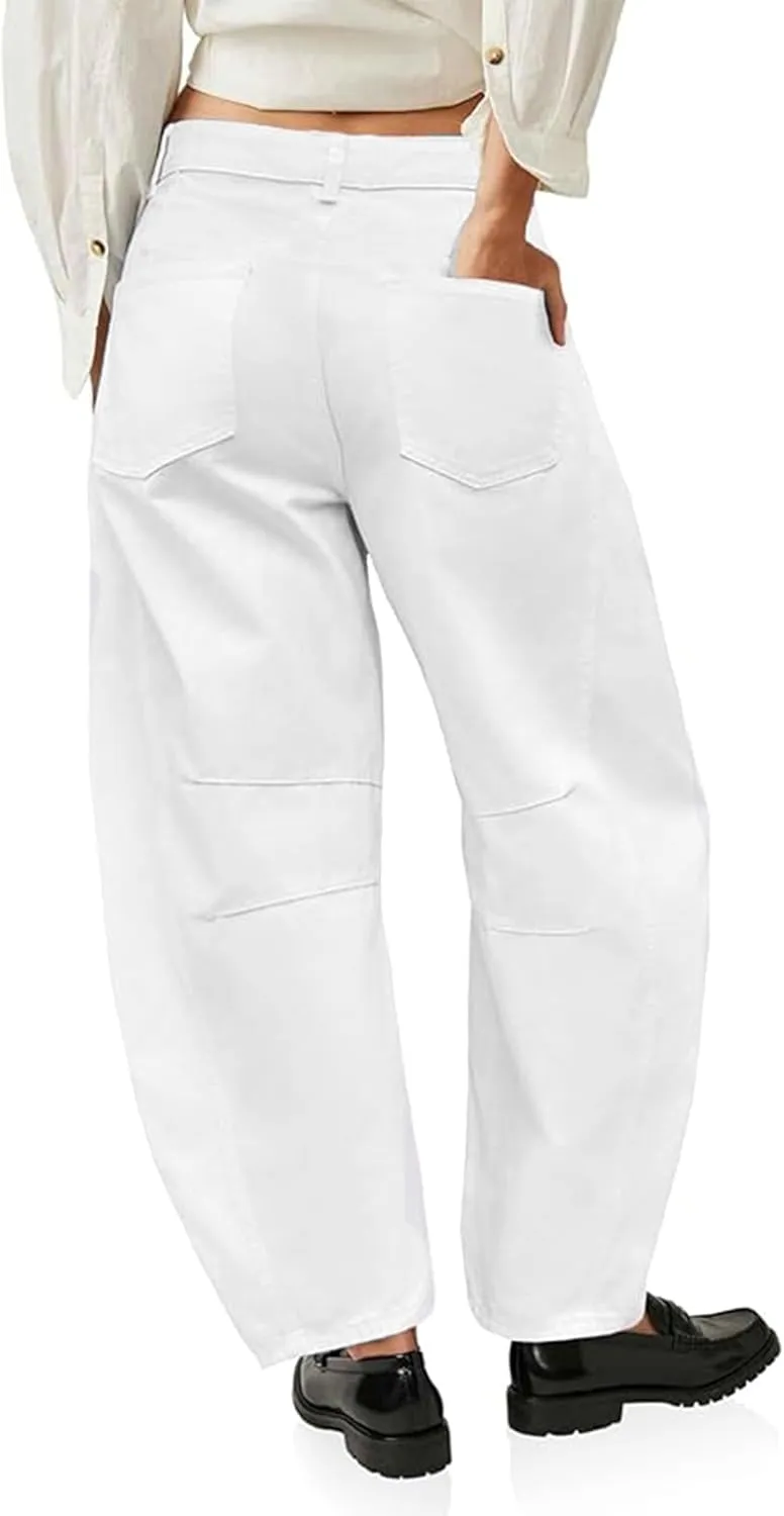 ALLABREVE Barrel Jeans for Women Trendy High Waisted Wide Leg Baggy Boyfriend Jeans (Runs Small, Order One Size Up)