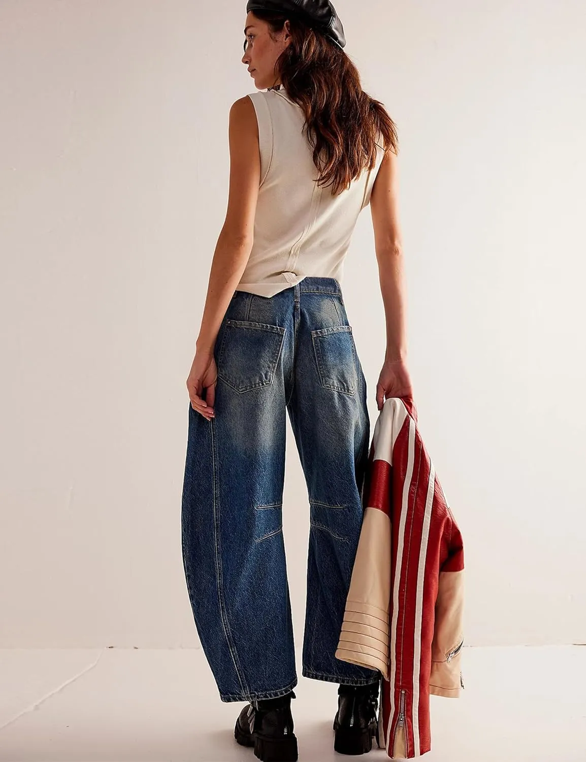 ALLABREVE Barrel Jeans for Women Trendy High Waisted Wide Leg Baggy Boyfriend Jeans (Runs Small, Order One Size Up)