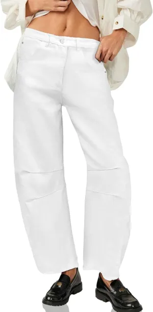 ALLABREVE Barrel Jeans for Women Trendy High Waisted Wide Leg Baggy Boyfriend Jeans (Runs Small, Order One Size Up)