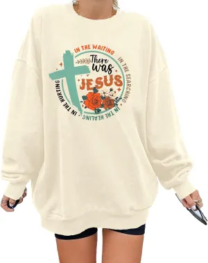 ALLTB Jesus Sweatshirt Women Christian Religious Sayings Sweatshirt Jesus Faith Bible Verse Flower Printed Long Sleeve Tops