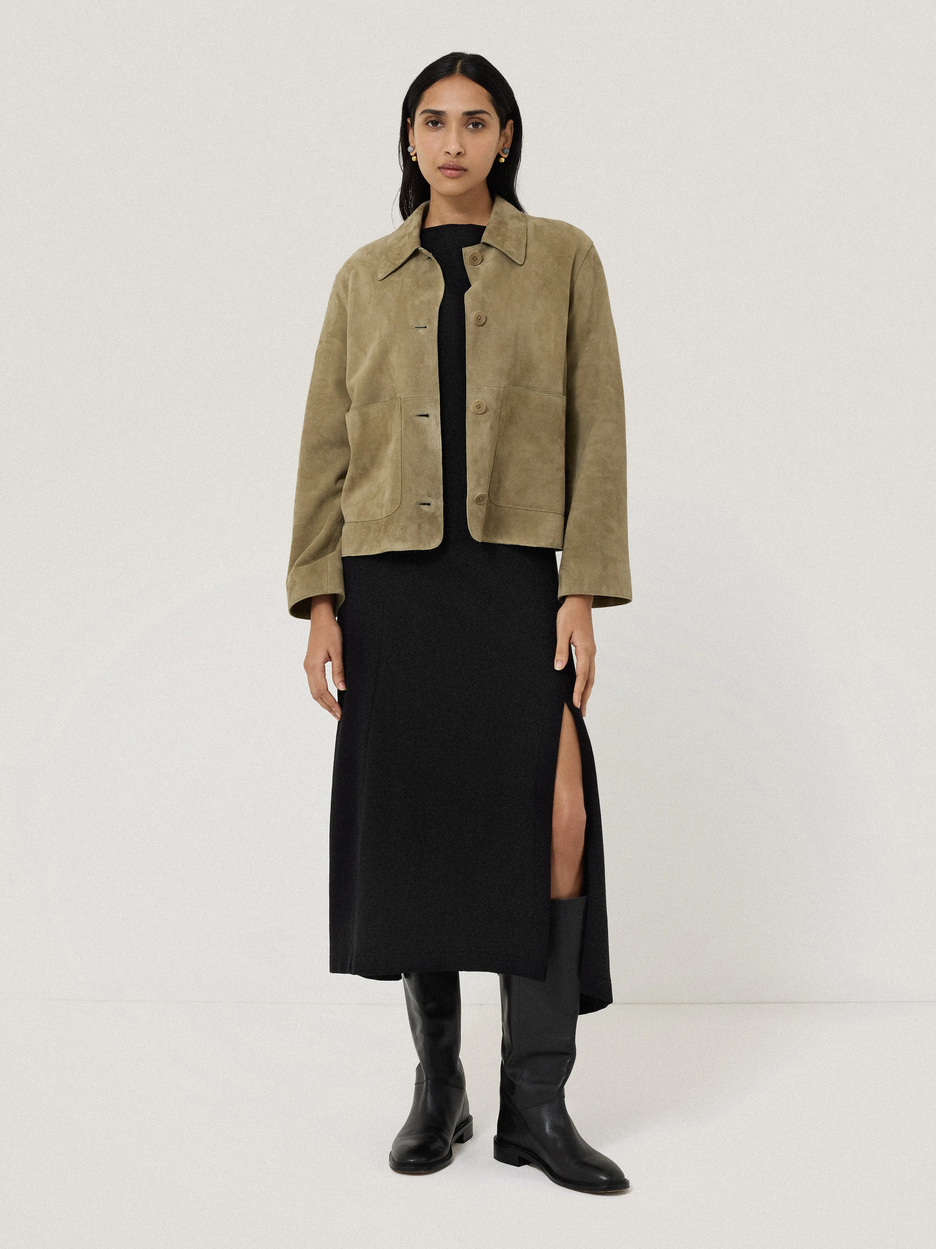Angled Seams Jersey Dress | Black