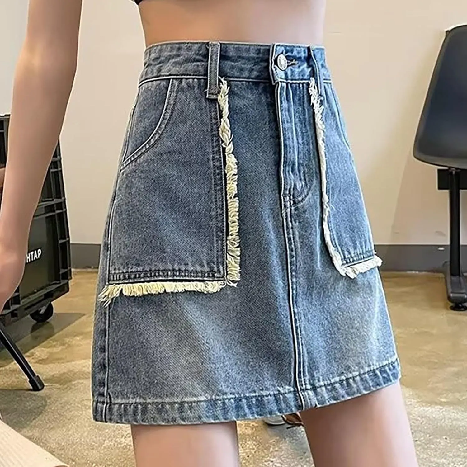 Aniywn Skorts Skirts for Women Denim Mini Skirt High Waisted Jean Shorts Women Cargo Skirt Denim Y2k Jean Dress with Pockets