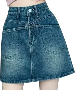 Aniywn Skorts Skirts for Women Denim Mini Skirt High Waisted Jean Shorts Women Cargo Skirt Denim Y2k Jean Dress with Pockets