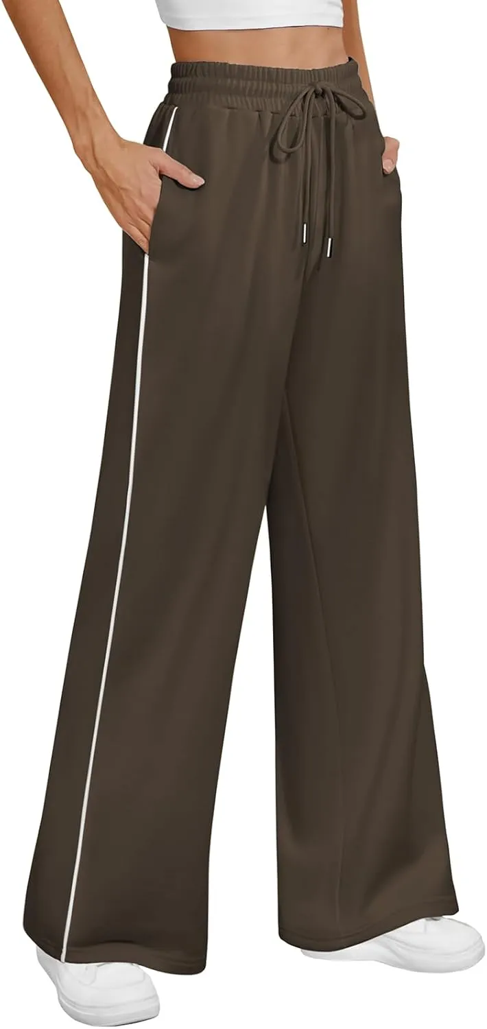 ATHMILE Womens Wide Leg Sweatpants Baggy Sweat Pants with Pockets High Waisted Track Drawstring Fashion Joggers