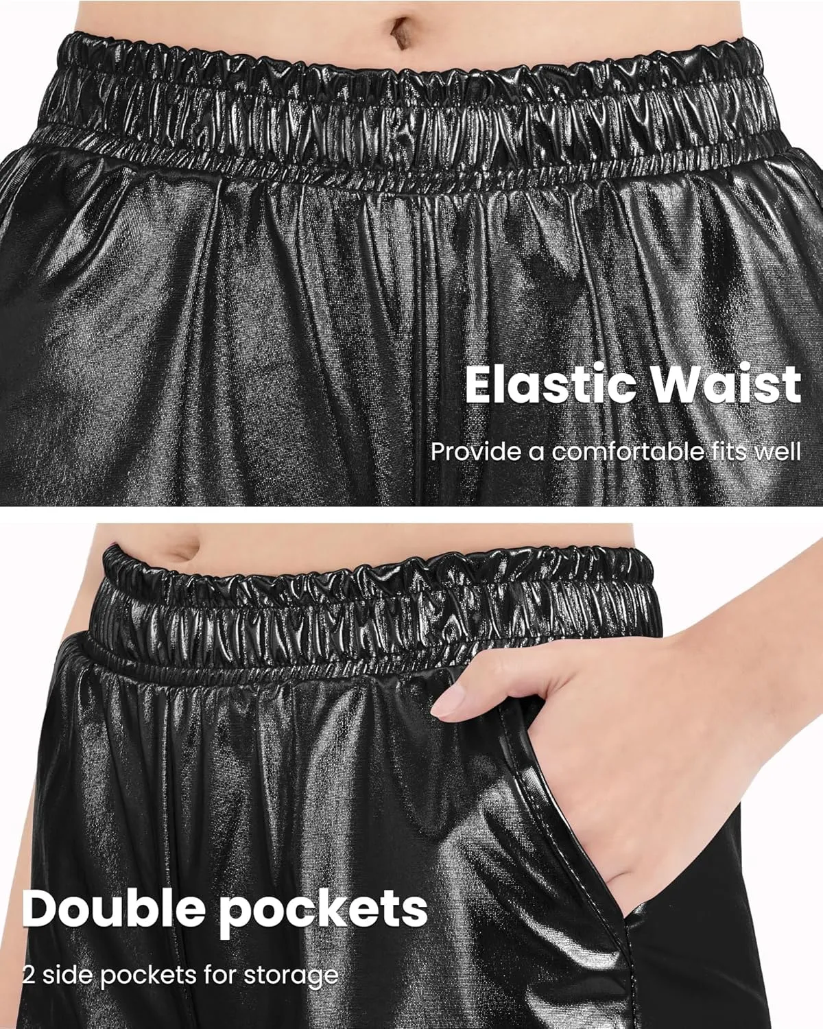 Auranso Girls Metallic Shorts Sparkly Hot Pants Shiny Dance Outfits Short Pants