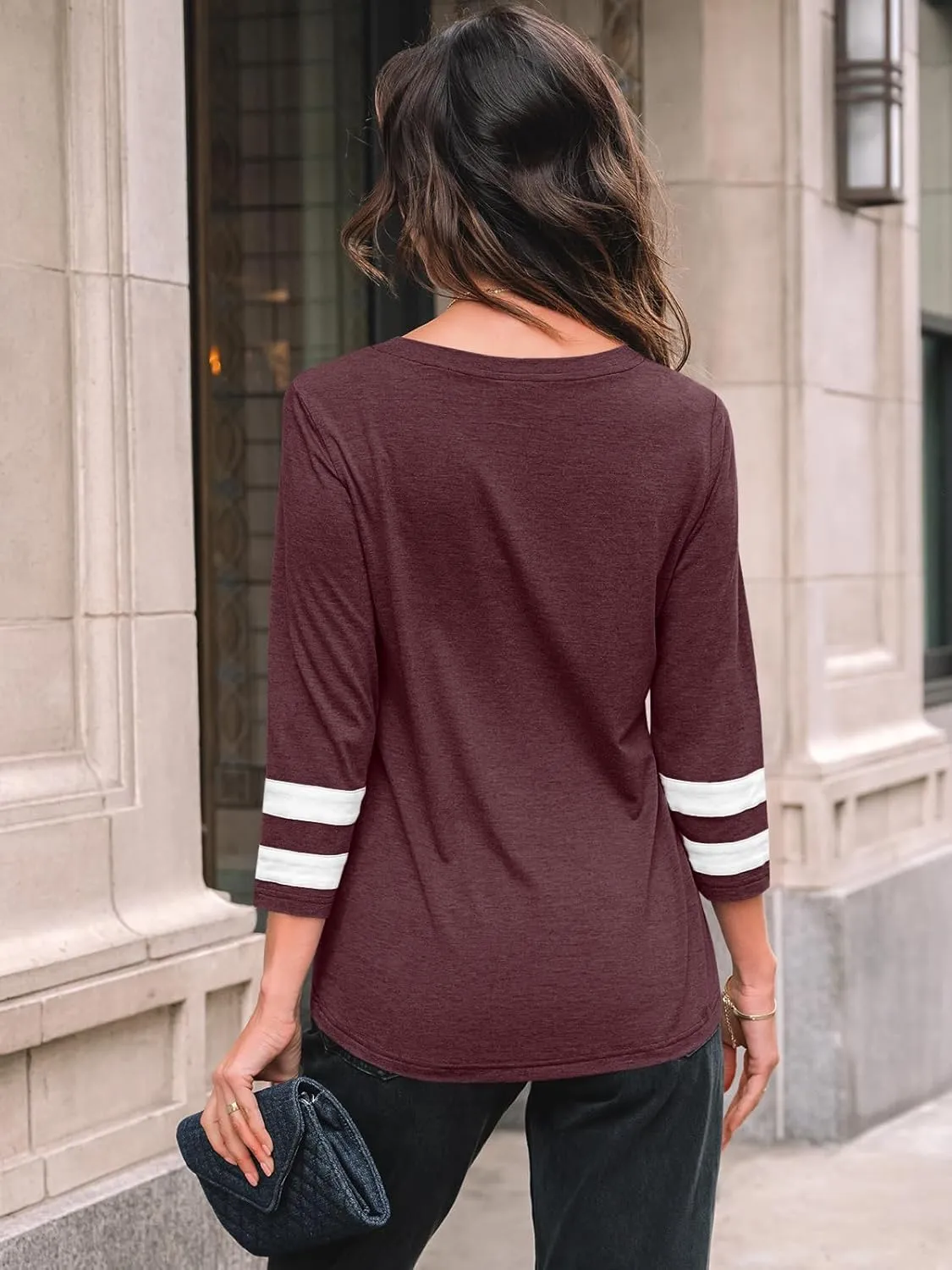AUTOMET Womens Spring Tops 3/4 Length Long Sleeve Shirts Business Casual Dressy Tunic Tops Trendy Outfits 2025