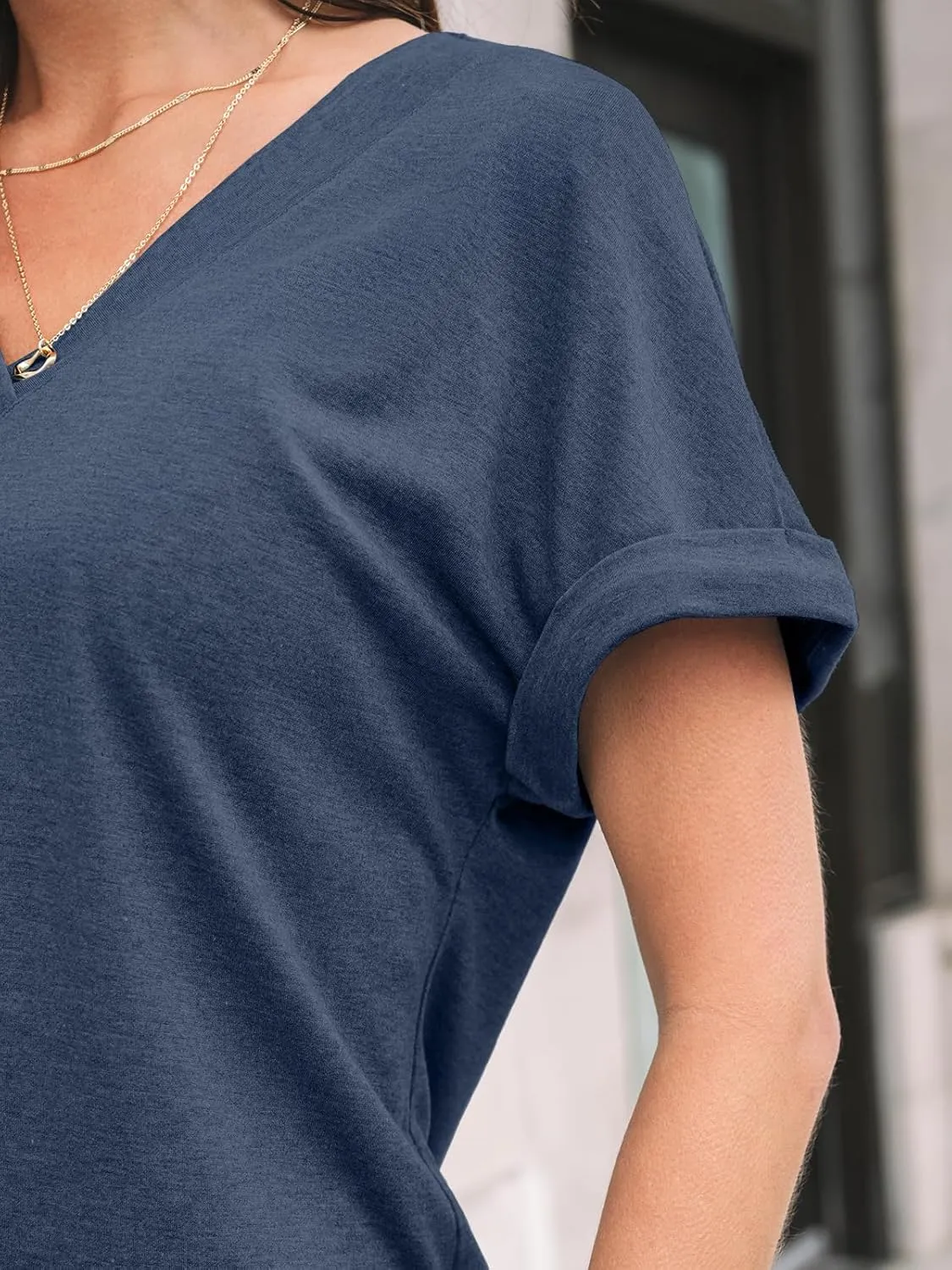 AUTOMET Womens Tops Short Sleeve T Shirt Summer V Neck Casual Top 2025 Spring Cute Basic Trendy Outfits Fashion