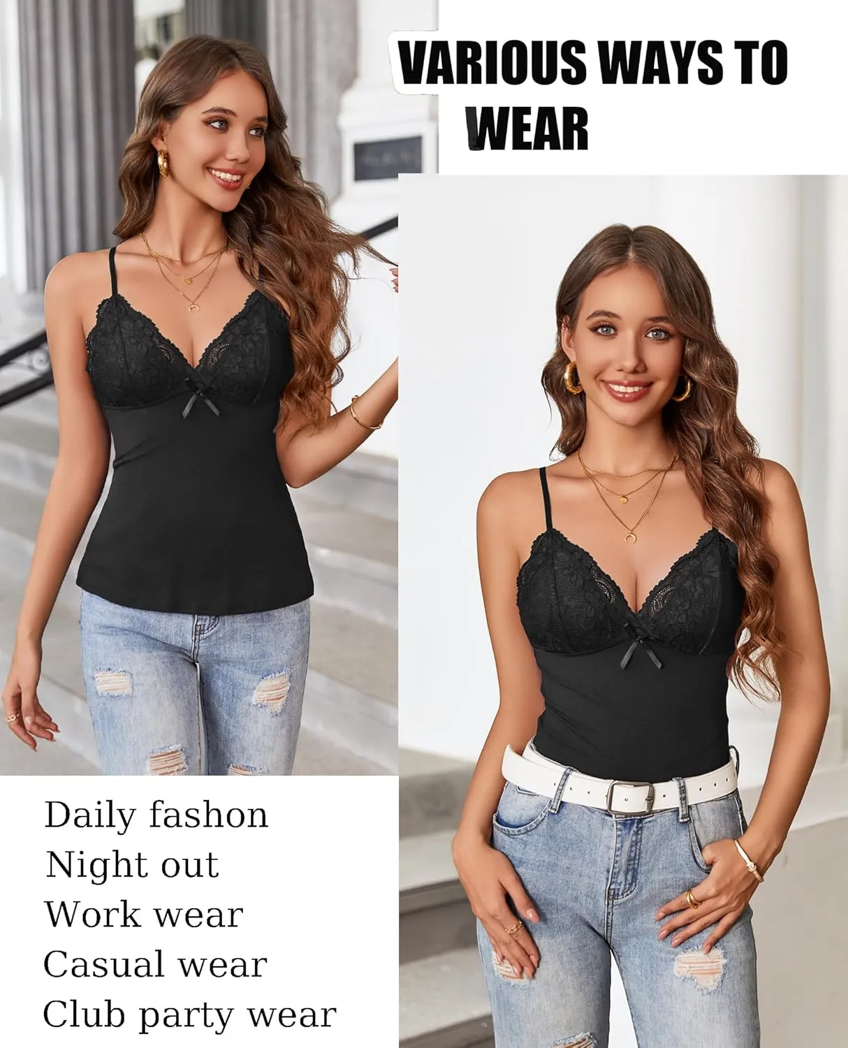 Avidlove Camisole Tops for Women Sexy Tank Tops Cami Y2K Bralette Spaghetti Strap Undershirts Slim Going Out Top Lingerie