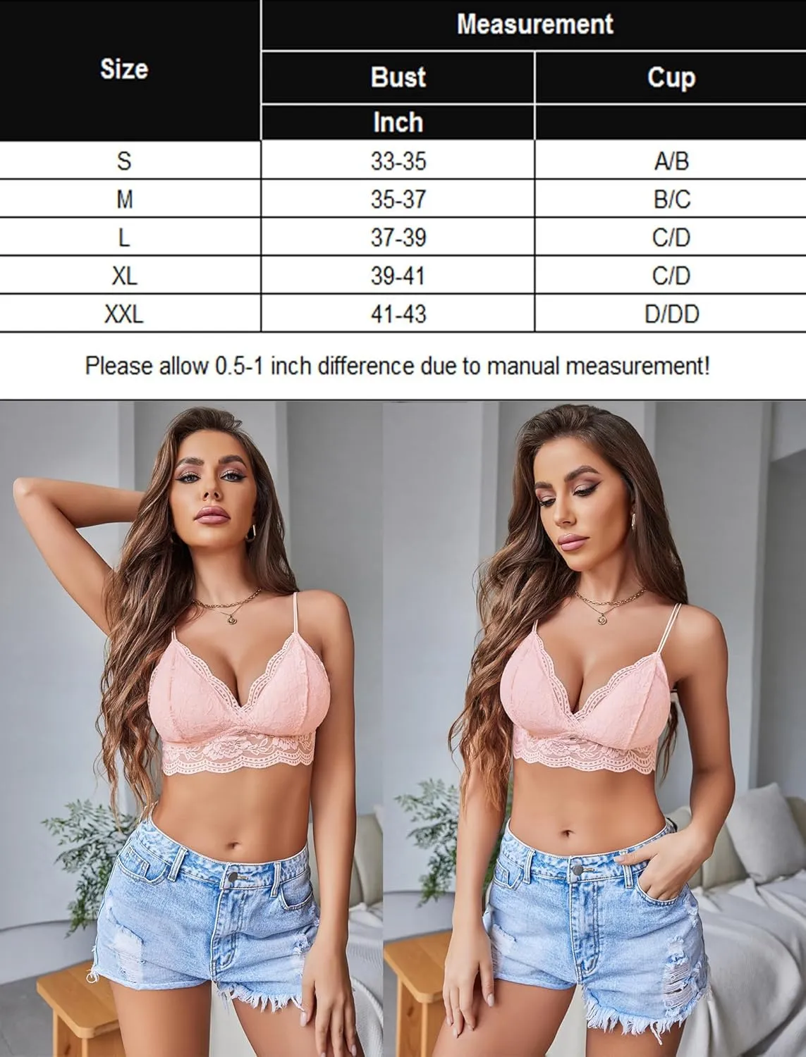 Avidlove Lace Bralette for Women V Neck Tank Top Spaghetti Strap Tube Slim Camisole Lingerie with Detachable Padded