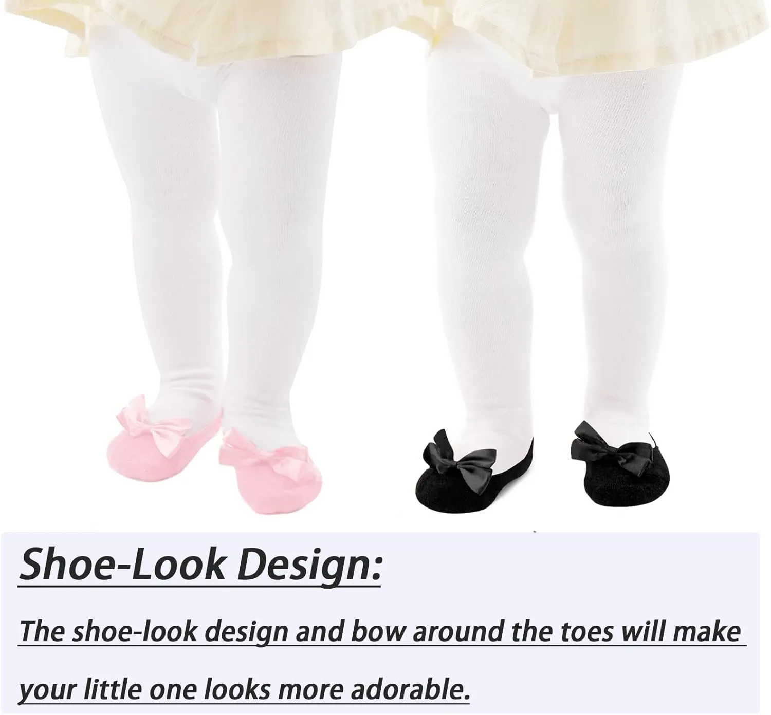 Baby Tights Non Slip Baby Girl Tights Plain/Shoe-Look Leggings Seamless Pantyhose Warm Cotton Leggings Non-Skid