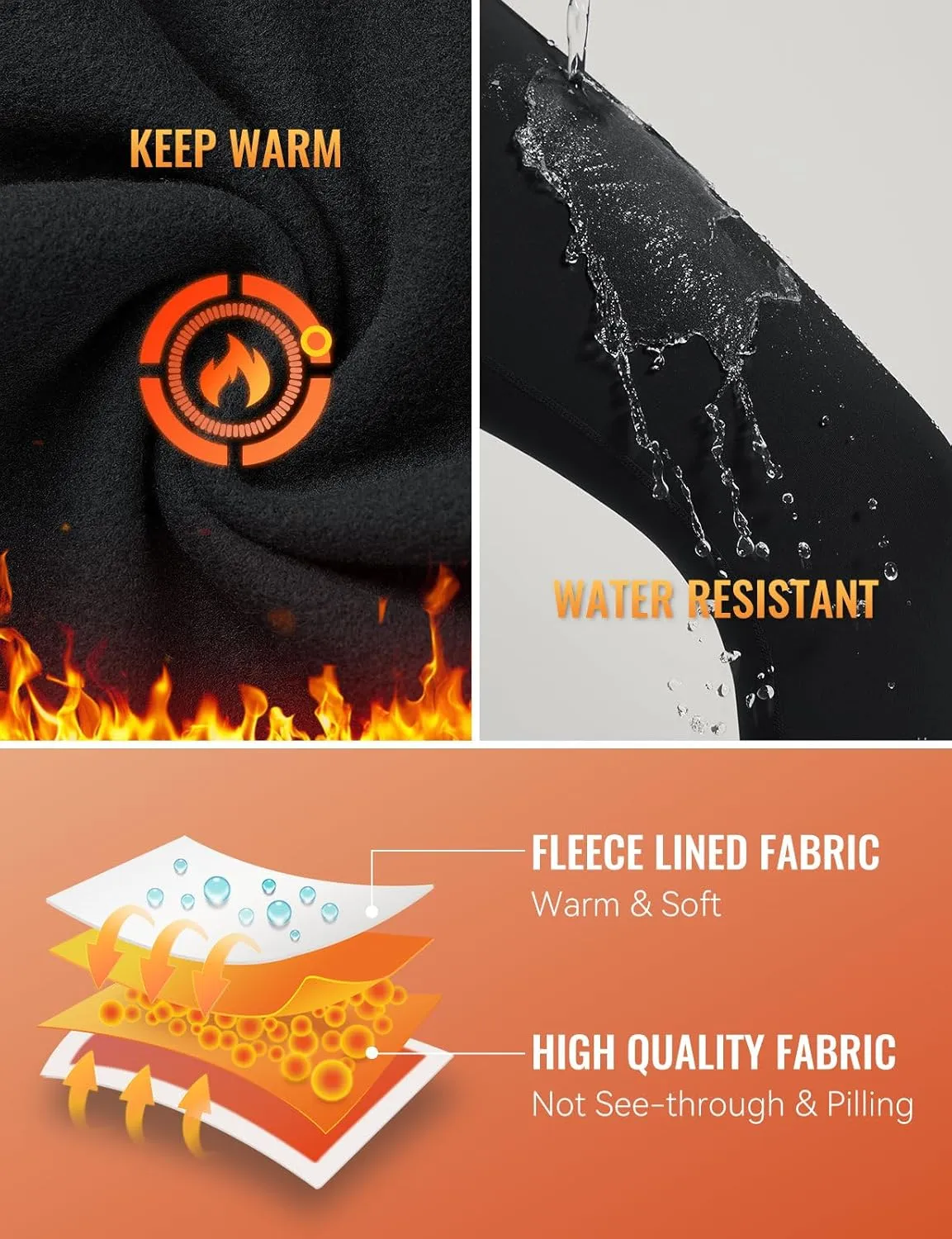 baleaf Women's Fleece Lined Leggings High Waisted Water Resistant Winter Warm Running Thermal Pants Zipper Pocket