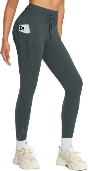 baleaf Women's Fleece Lined Leggings High Waisted Water Resistant Winter Warm Running Thermal Pants Zipper Pocket