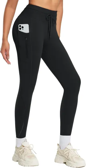 baleaf Women's Fleece Lined Leggings High Waisted Water Resistant Winter Warm Running Thermal Pants Zipper Pocket