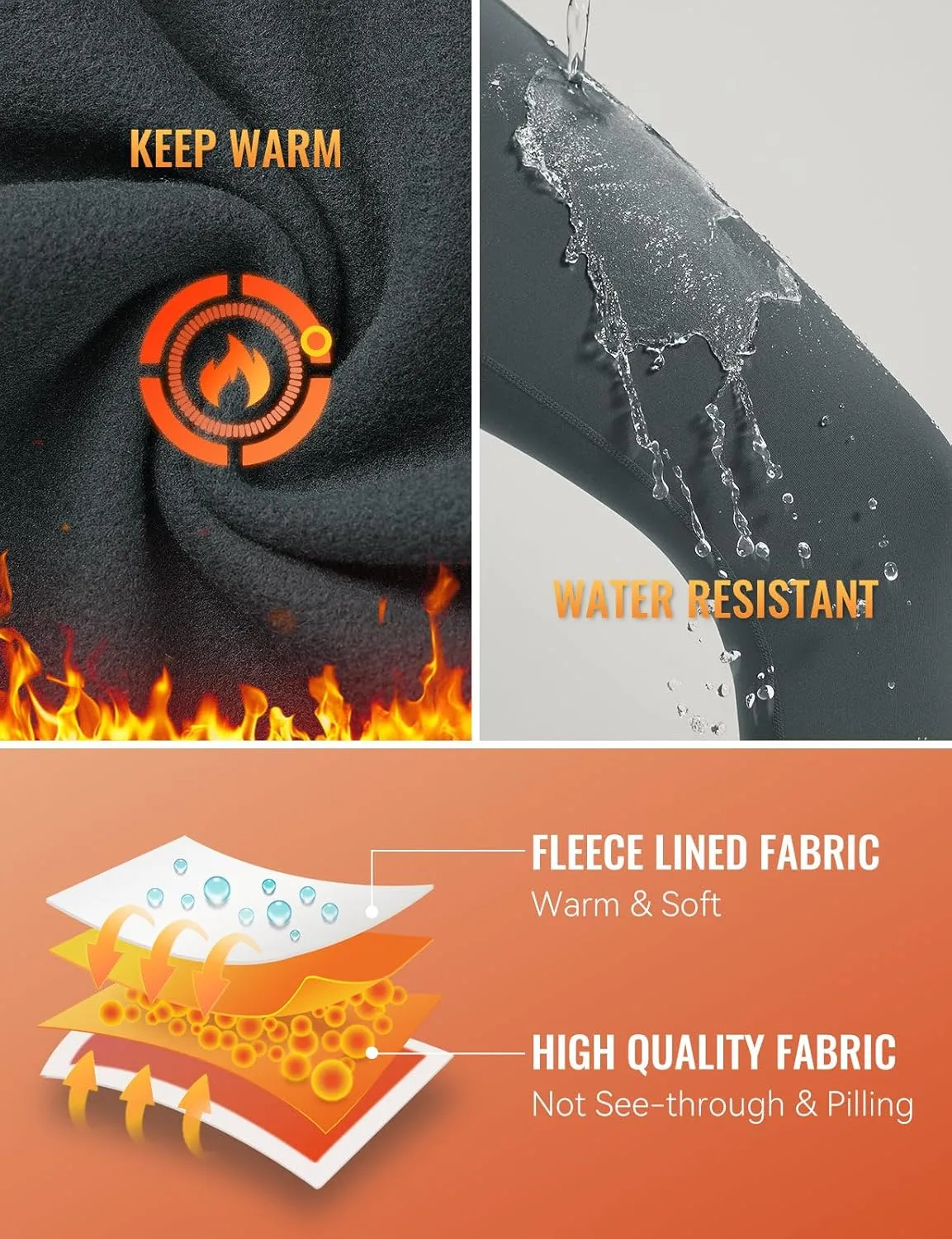 baleaf Women's Fleece Lined Leggings High Waisted Water Resistant Winter Warm Running Thermal Pants Zipper Pocket