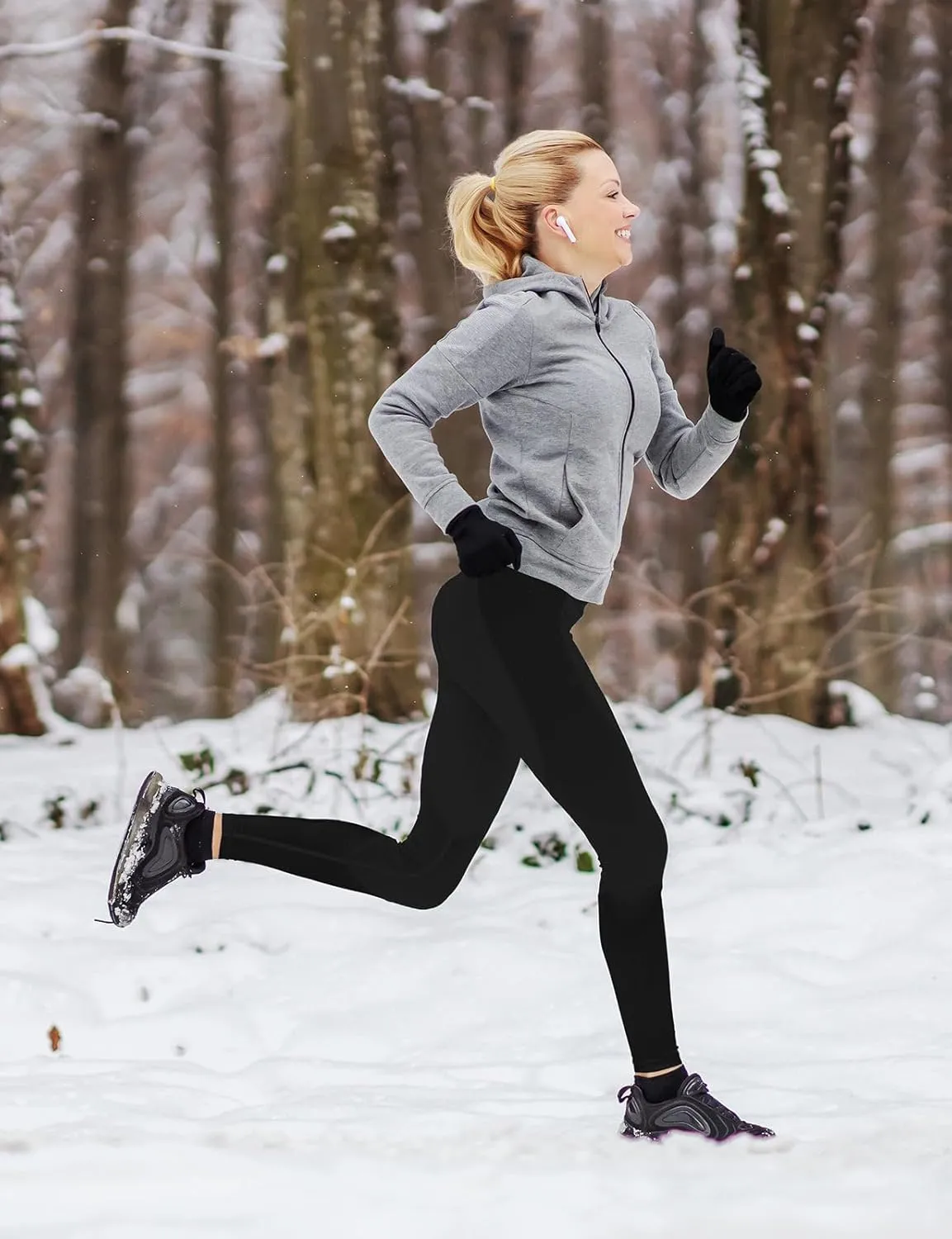 baleaf Women's Fleece Lined Leggings High Waisted Water Resistant Winter Warm Running Thermal Pants Zipper Pocket