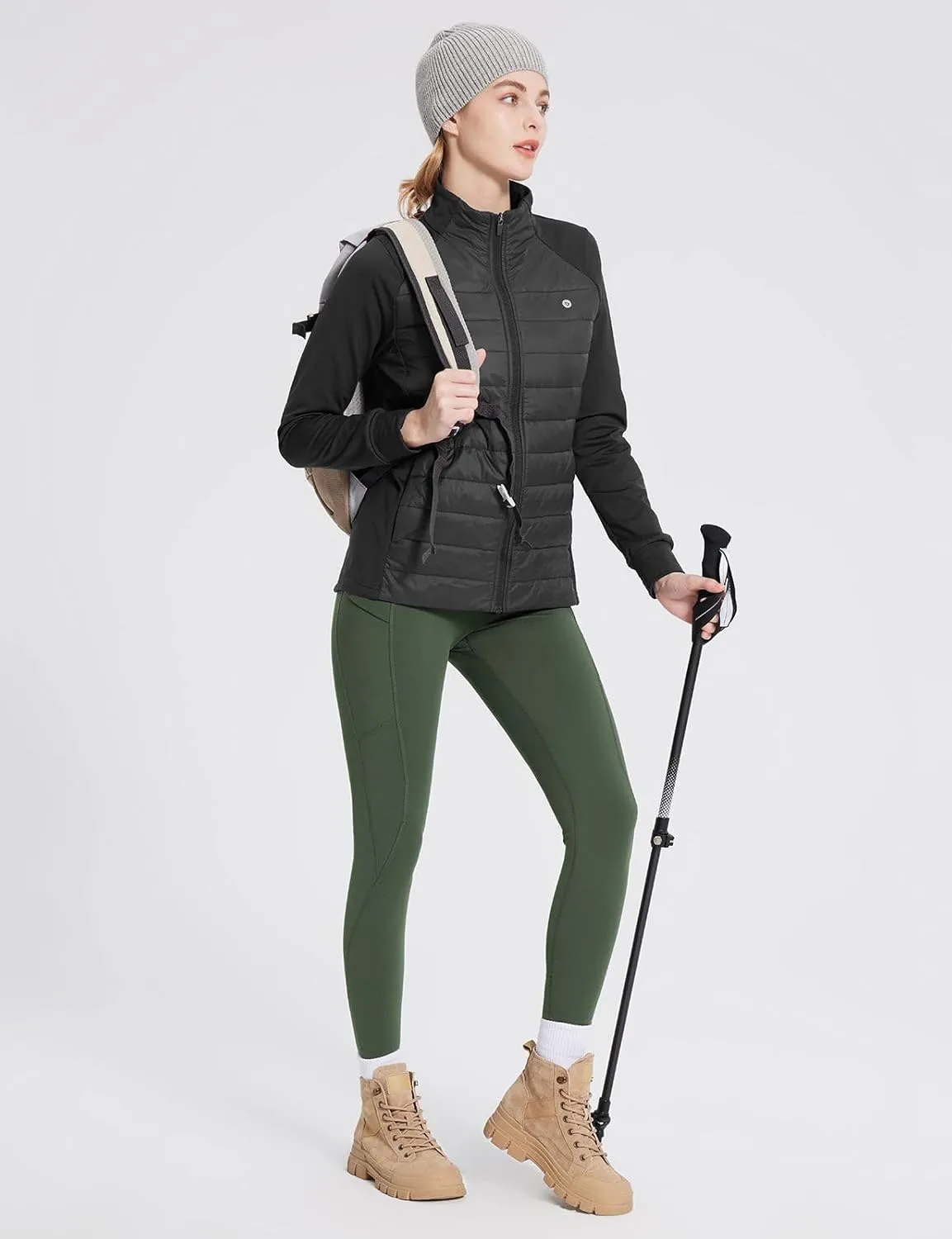 baleaf Women's Fleece Lined Leggings Thermal Warm Zipper Pockets Hikng Pants Winter Cold Weather Water Resistant High Waisted