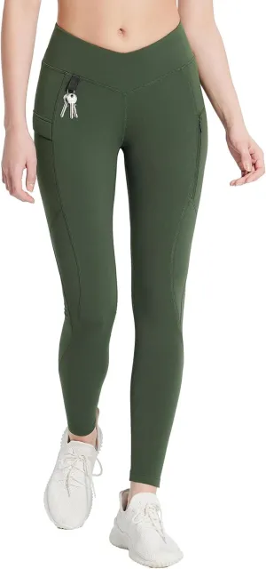 baleaf Women's Fleece Lined Leggings Thermal Warm Zipper Pockets Hikng Pants Winter Cold Weather Water Resistant High Waisted