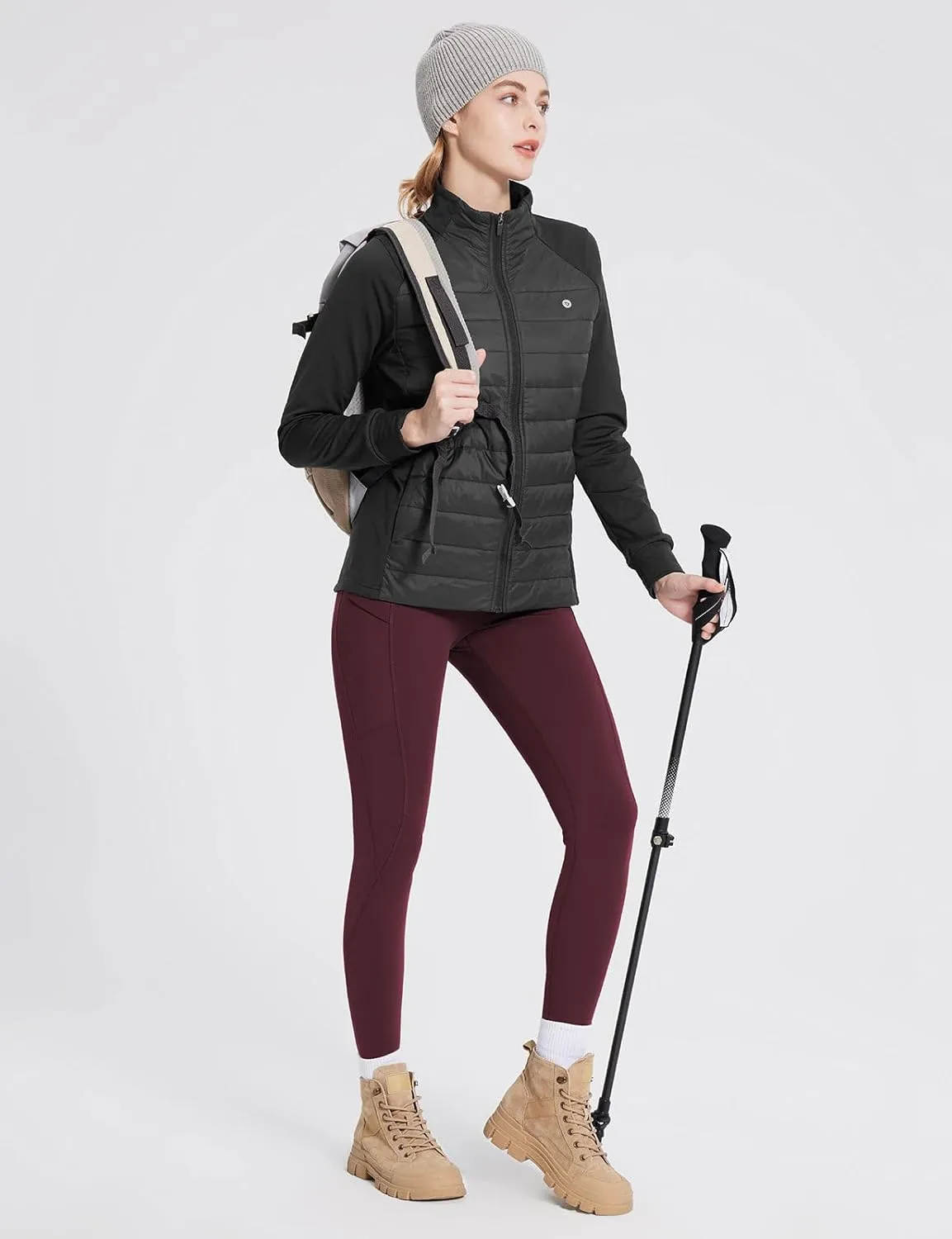baleaf Women's Fleece Lined Leggings Thermal Warm Zipper Pockets Hikng Pants Winter Cold Weather Water Resistant High Waisted