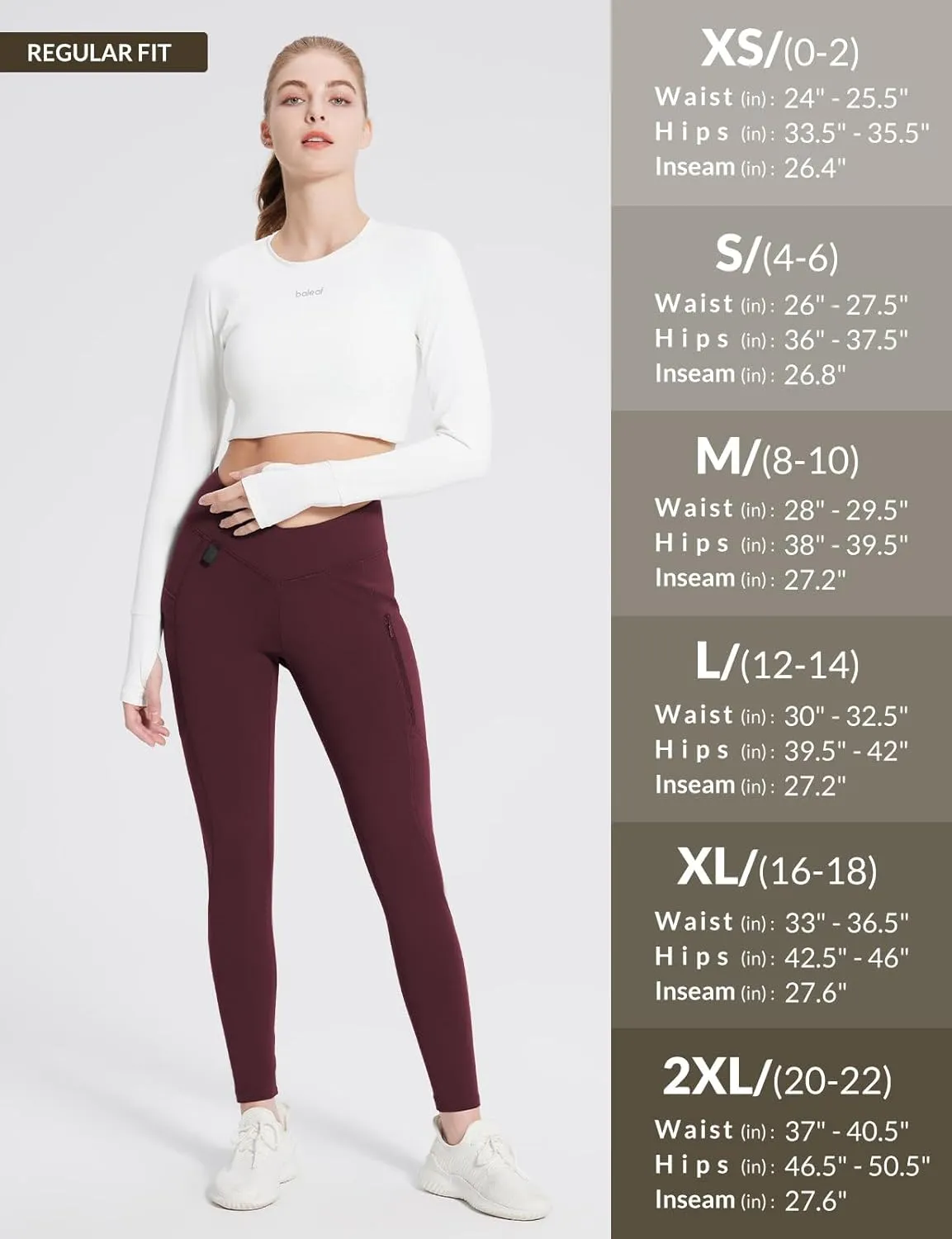 baleaf Women's Fleece Lined Leggings Thermal Warm Zipper Pockets Hikng Pants Winter Cold Weather Water Resistant High Waisted