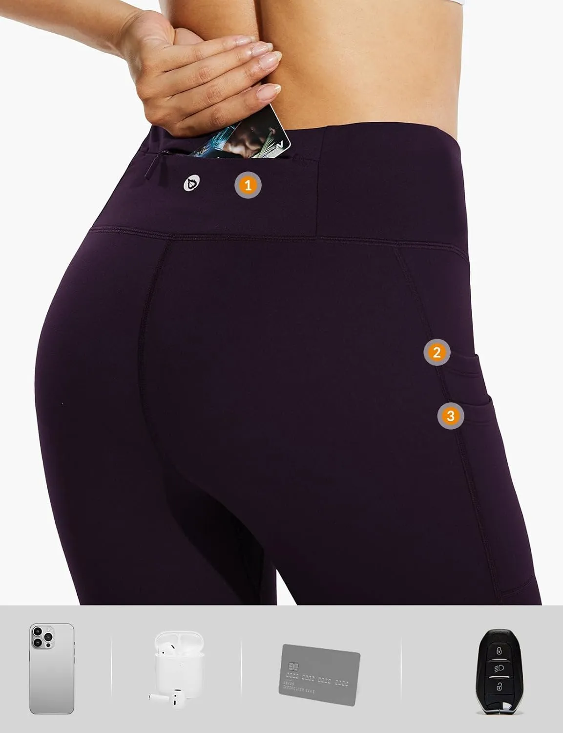 baleaf Women's Fleece Lined Leggings Water Resistant Thermal Winter Warm Tights High Waisted with Pockets Running Gear