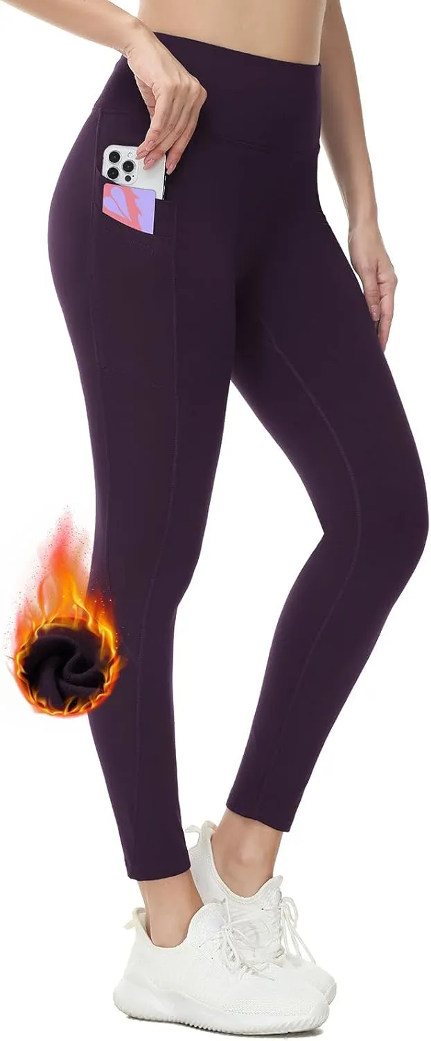 baleaf Women's Fleece Lined Leggings Water Resistant Thermal Winter Warm Tights High Waisted with Pockets Running Gear