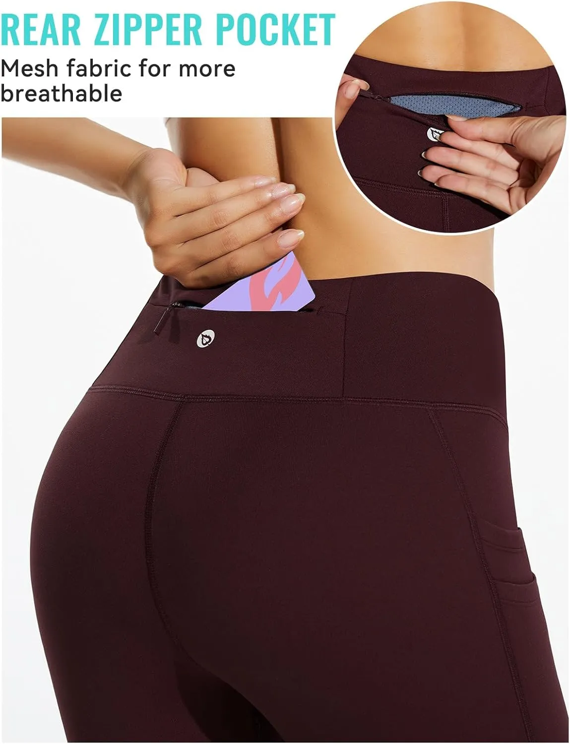baleaf Women's Fleece Lined Leggings Water Resistant Thermal Winter Warm Tights High Waisted with Pockets Running Gear