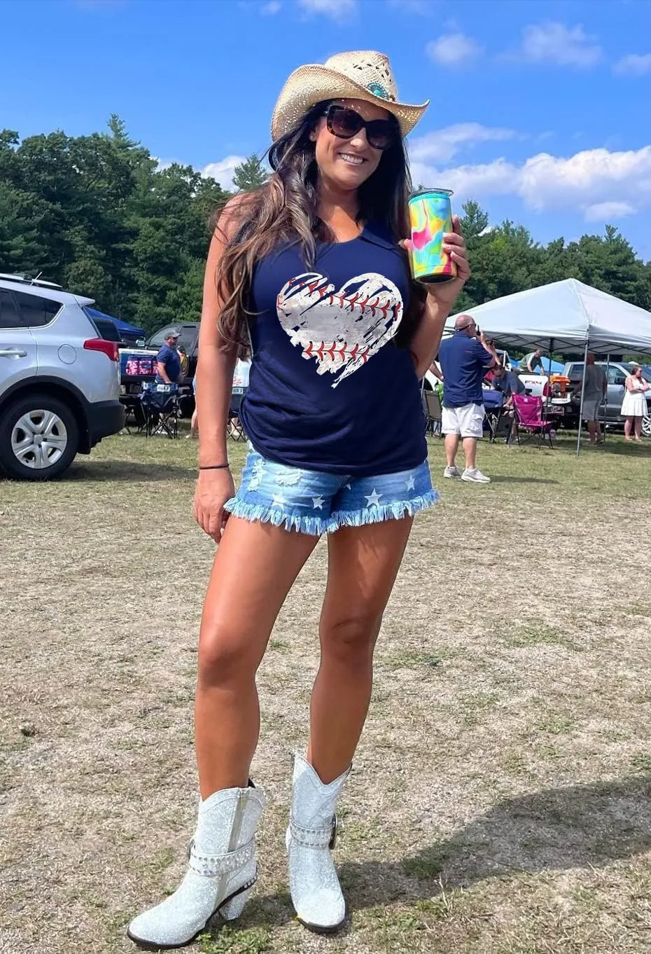 Baseball Shirt Women Baseball Tank Tops Baseball Heart Graphic Shirts Baseball Sleeveless Casual Baseball Game Vest Tops