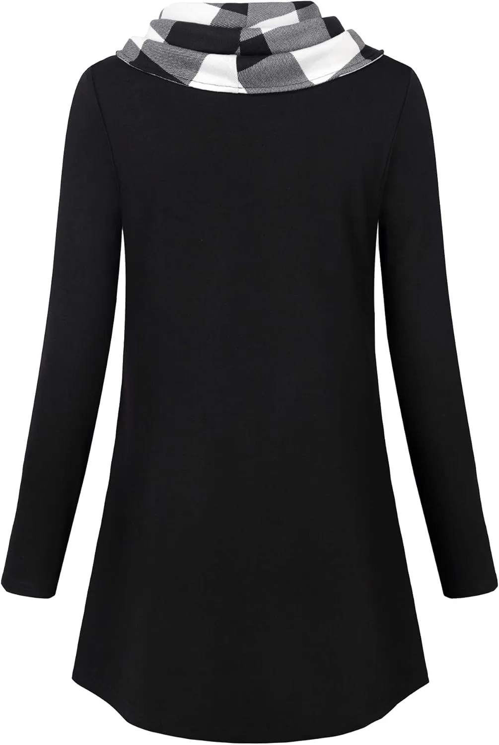 Bebonnie Womens Long Sleeve Cowl Neck Warm Splicing Tunic Tops with Buttons
