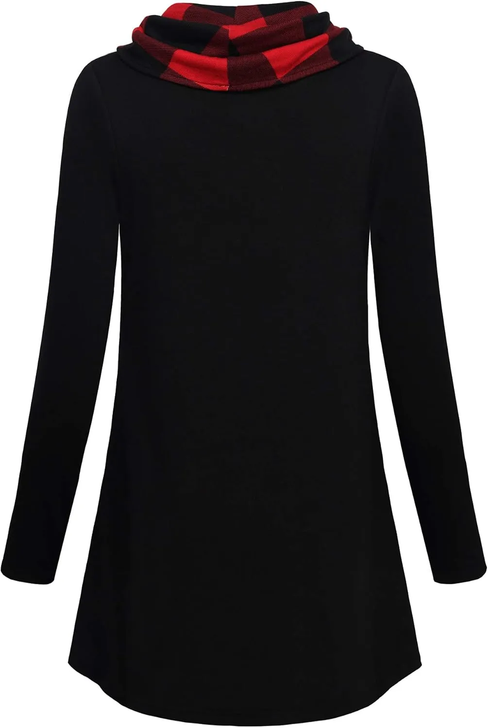 Bebonnie Womens Long Sleeve Cowl Neck Warm Splicing Tunic Tops with Buttons