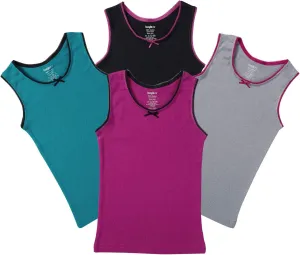 Buyless Fashion Tank Tops for Girls- Sleeveless Cami Tanks Cotton Undershirts for Dance Gymnastics Kids Toddler Size (4 Pack)