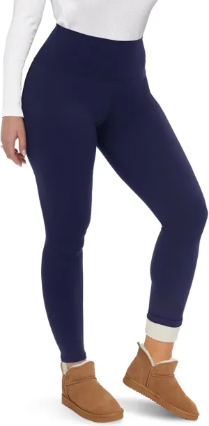 CAMPSNAIL Fleece Lined Leggings Women - Thick Soft High Waisted Black Tummy Control Thermal Warm Velvet Pants for Cold Winter