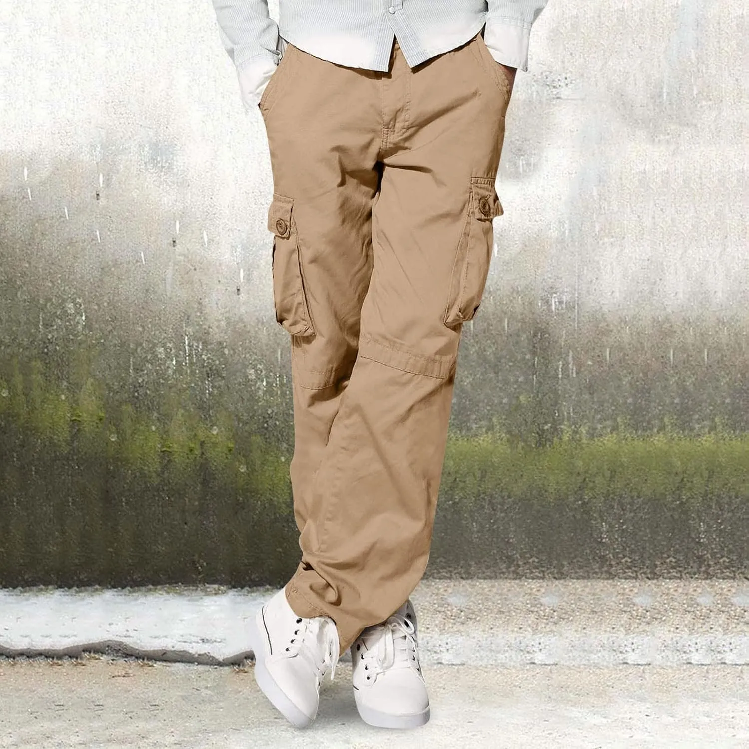 Cargo Pants for Men Big and Tall Relaxed Fit Open Bottom Straight Sweatpants Casual Jogging Athletic Hiking Pants Streetwear