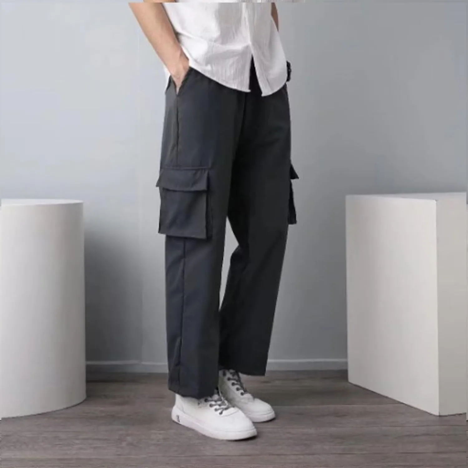Cargo Pants for Men Motorcycle Cargo Pants Mens Cotton Slacks Wrinkle Cargo Jeans for Women Work Pants for Men's