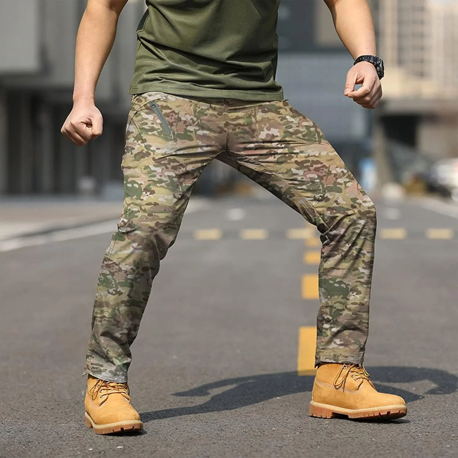 Cargo Pants Men Big and Tall Multi Pockets Jogger Pants Loose Fit Ripstop Hiking Tactic Straight Leg Trousers