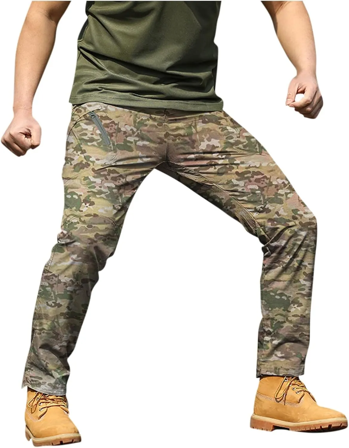 Cargo Pants Men Big and Tall Multi Pockets Jogger Pants Loose Fit Ripstop Hiking Tactic Straight Leg Trousers