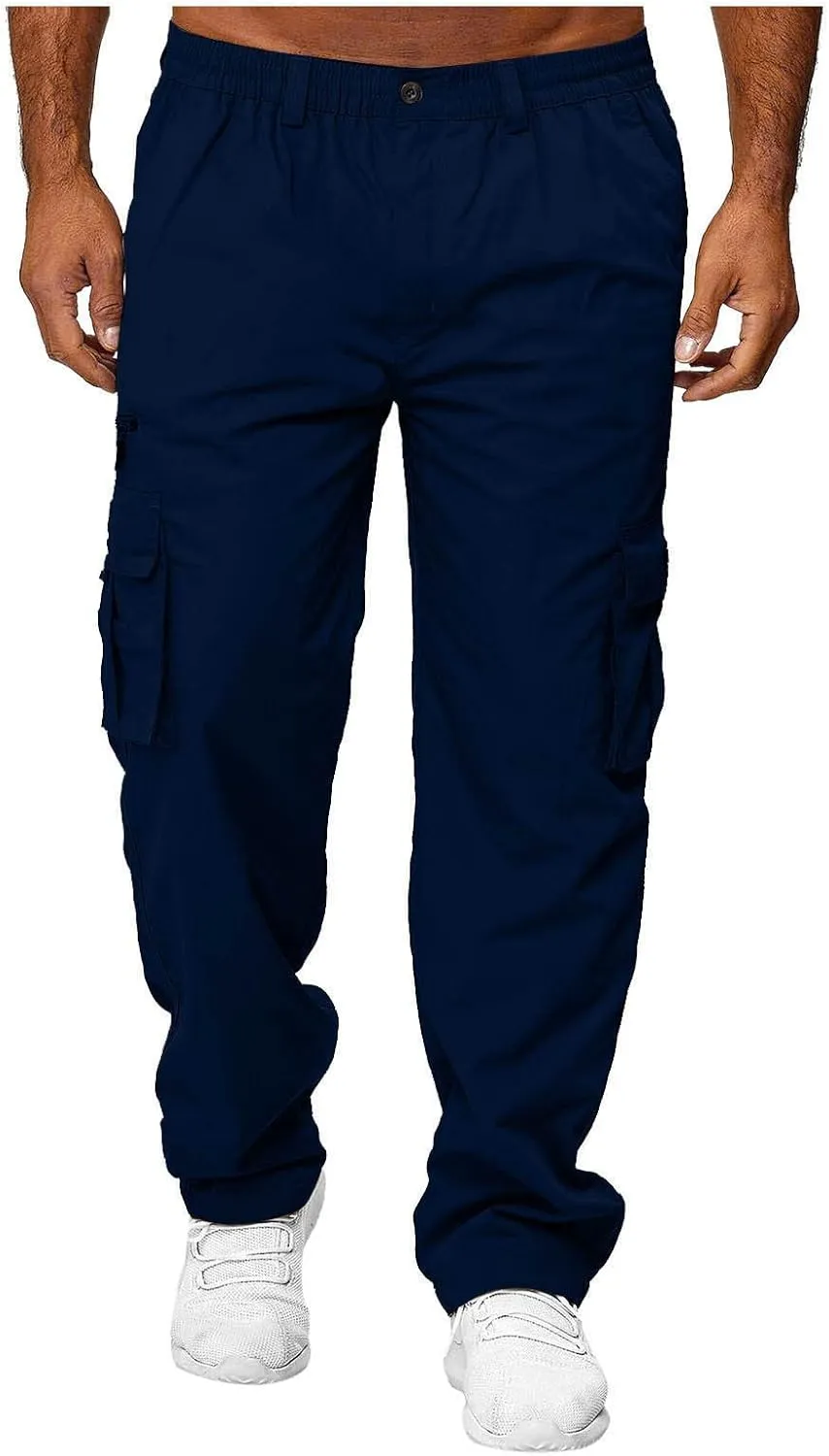 Cargo Work Pants for Men Loose Fit with Pockets Construction Pants Stretch Baggy Sweatpants Y2K Travel Pants Casual