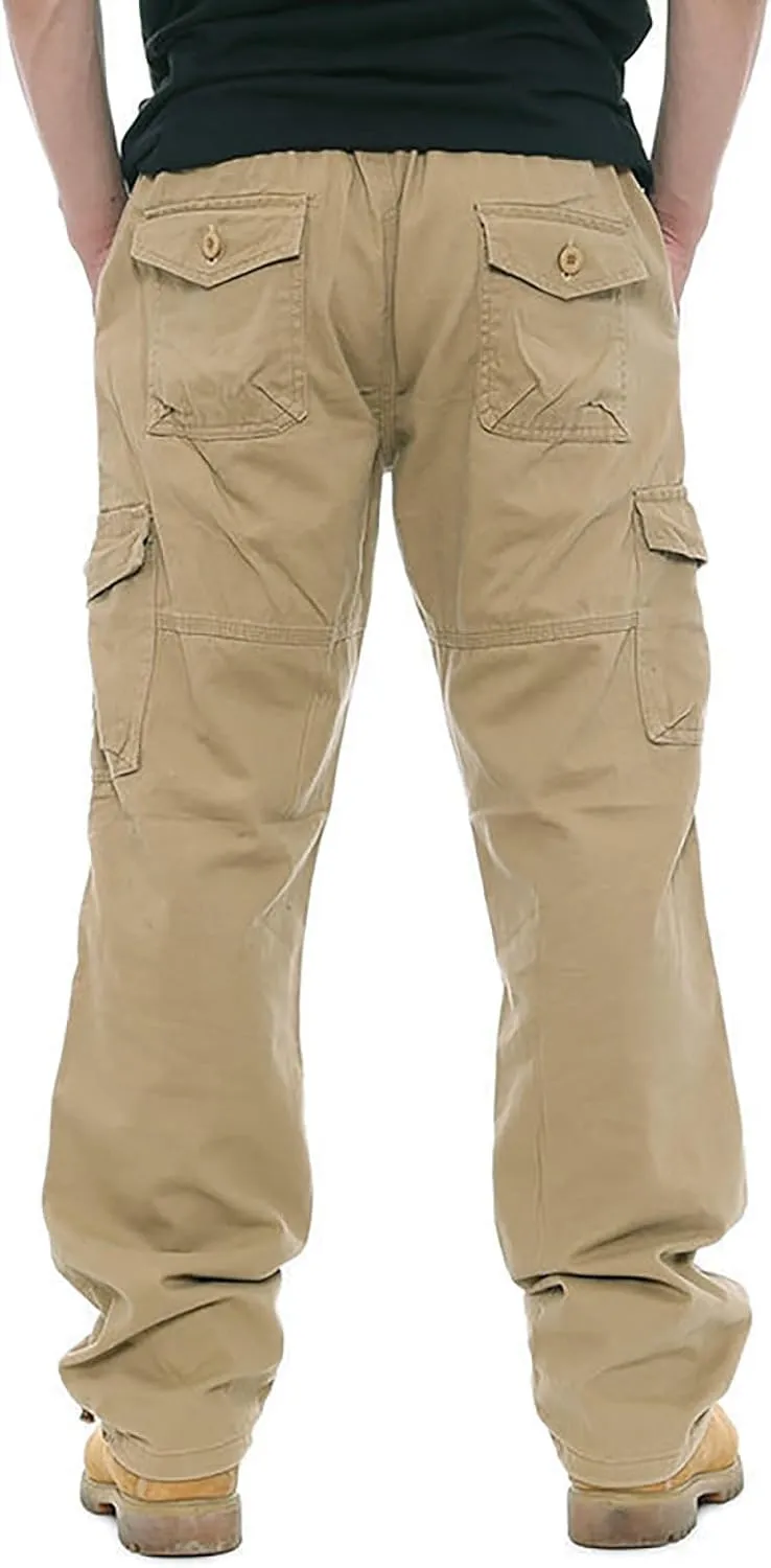 Cargo Work Pants for Men Pockets Casual Pants Big and Tall Stretch Loose Fit Sweatpants Plus Size Trousers Stylish