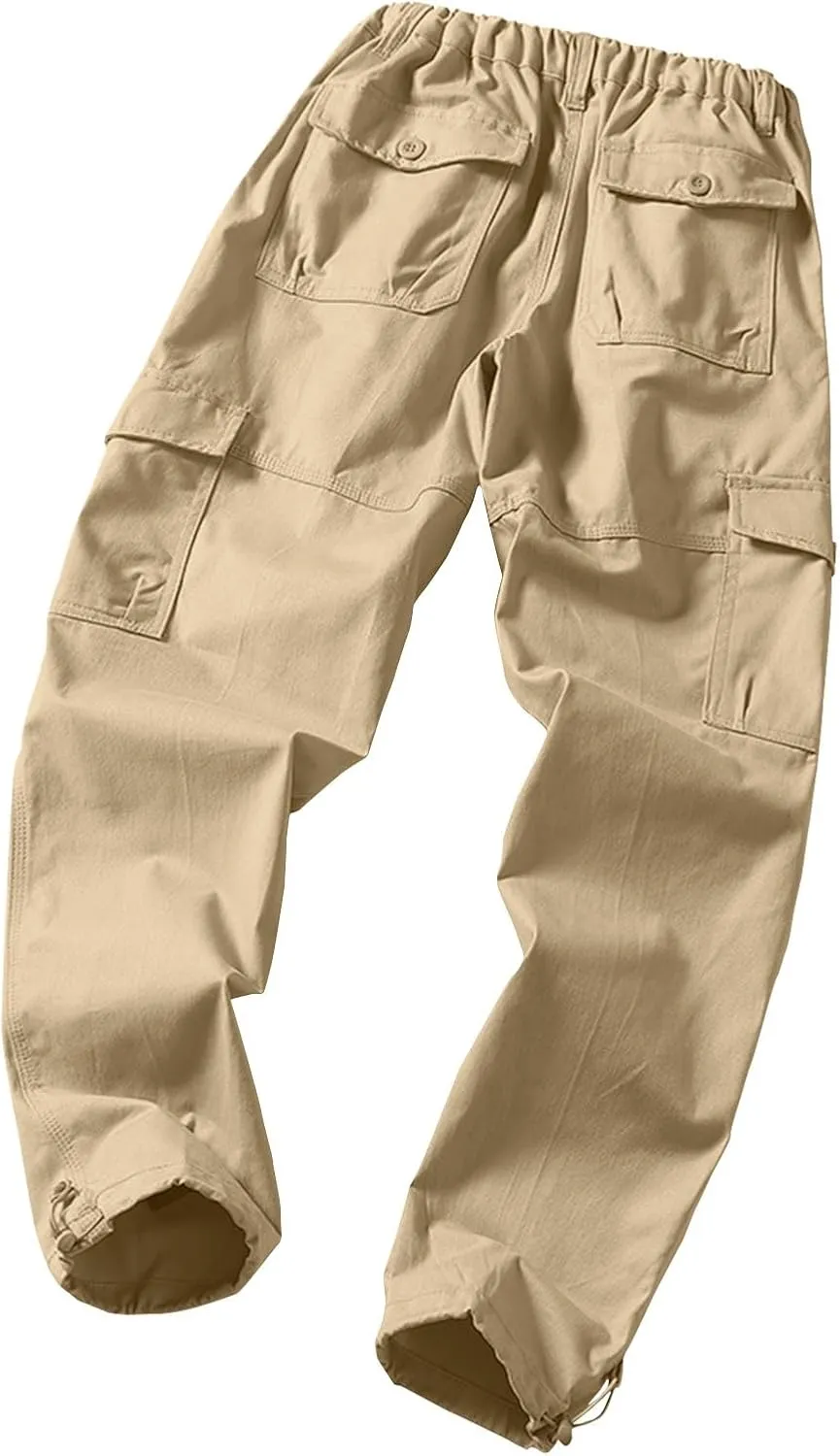 Cargo Work Pants for Men Pockets Casual Pants Big and Tall Stretch Loose Fit Sweatpants Plus Size Trousers Stylish