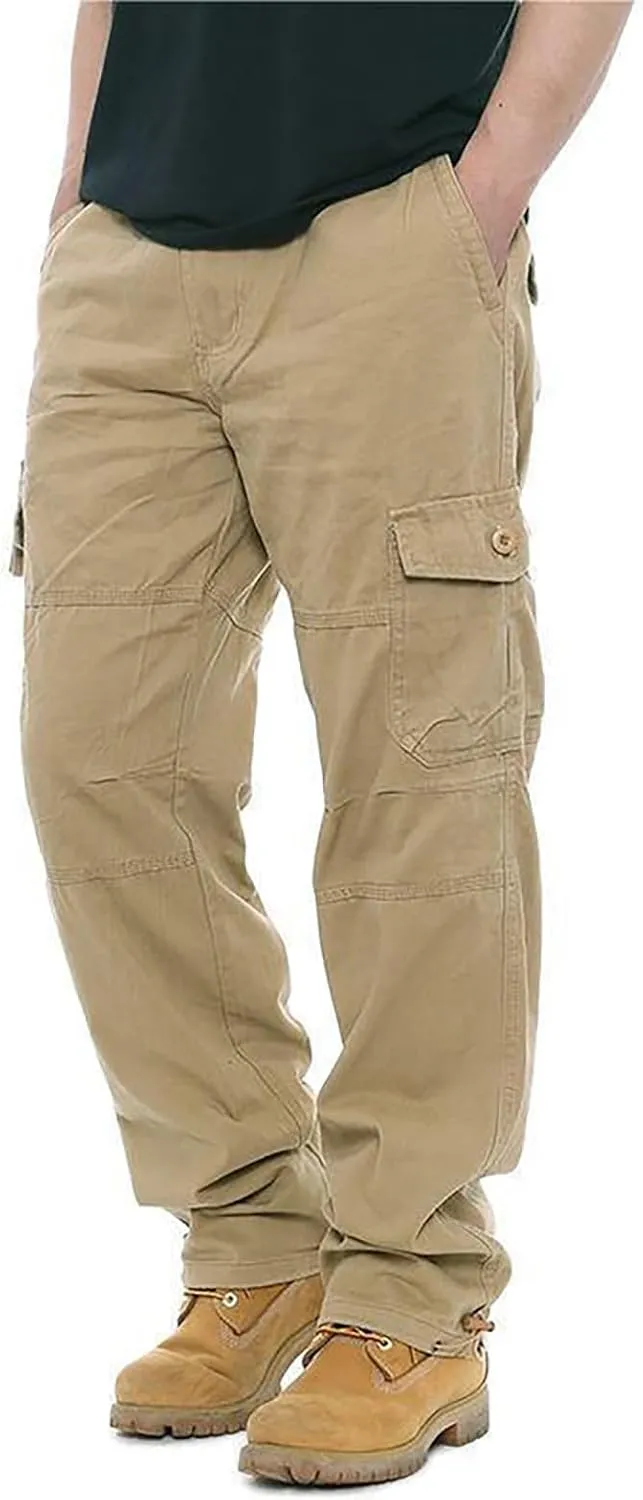 Cargo Work Pants for Men Pockets Casual Pants Big and Tall Stretch Loose Fit Sweatpants Plus Size Trousers Stylish