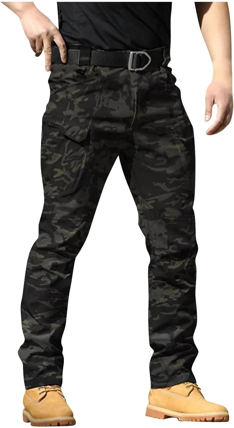Cargo Work Pants for Men Resistant Stretch Multi-Pockets Tactical Pants Tall Elastic Soild Hiking Trouser Big and Tall