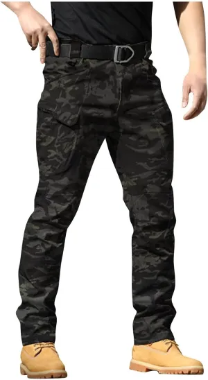 Cargo Work Pants for Men Resistant Stretch Multi-Pockets Tactical Pants Tall Elastic Soild Hiking Trouser Big and Tall