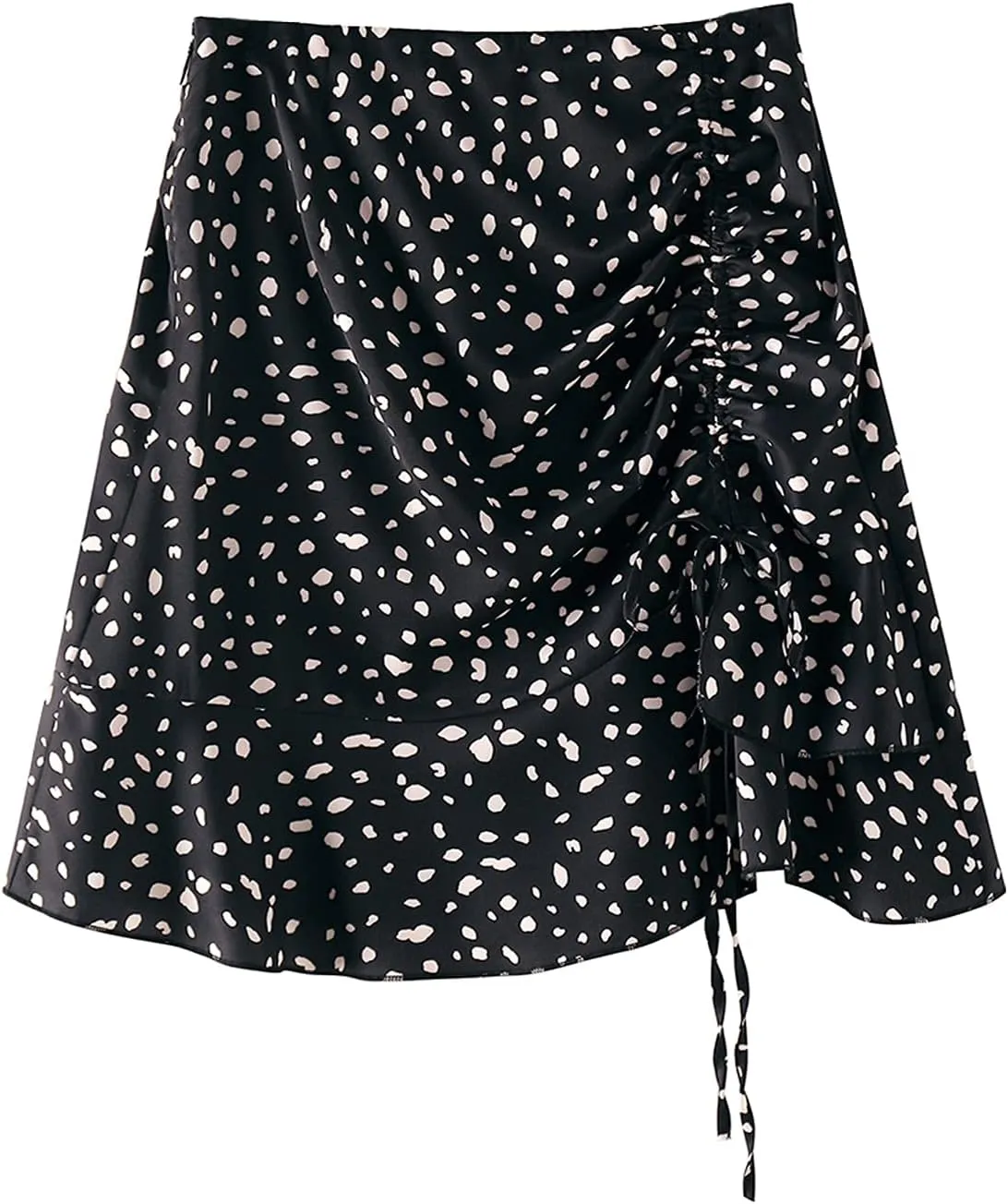 ChainJoy Womens High Waist Ruffle Hem Tie Wrap Skirt Summer Casual A Line Overlap Skirt
